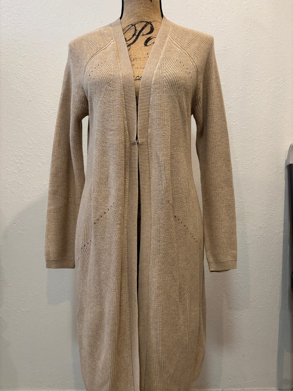 Cabi Long Cardigan Sweater Duster Topper Size M Cotton Blend